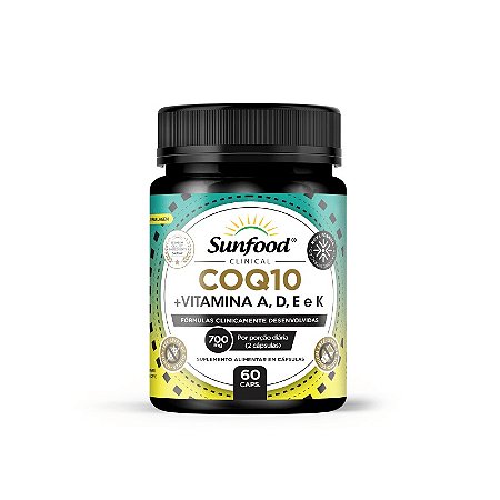 CoQ10 + Vitamina A, D, E e K 700mg Caps - Sunfood