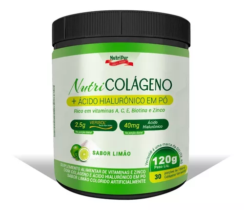 Colágeno c/ Ácido Hialurônico Sabor Limão 120g - NutriPur