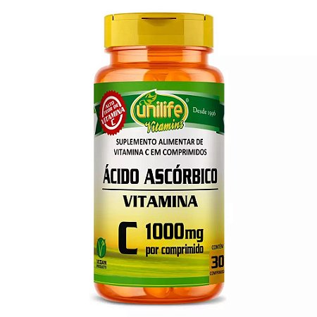 Vitamina C Pure Ácido Ascórbico 1000mg 30 Caps - Unilife