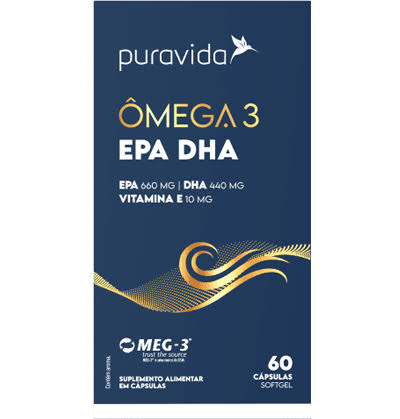 Ômega 3 EPA DHA 60 Cápsulas - Puravida