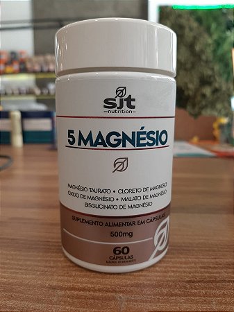 5 MAGNÉSIO - taurato, cloreto, óxido, malato e bisglicinato de magnésio 500mg - SJT