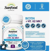 BIOTIN + VIT. MK7 60 CAPSULAS 10000MCG SUNFOOD