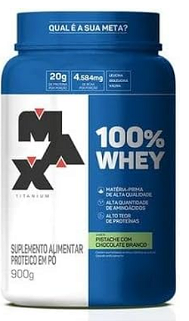 WHEY 100% 900G PISTACHE COM CHOC PT MAX TITANIUM