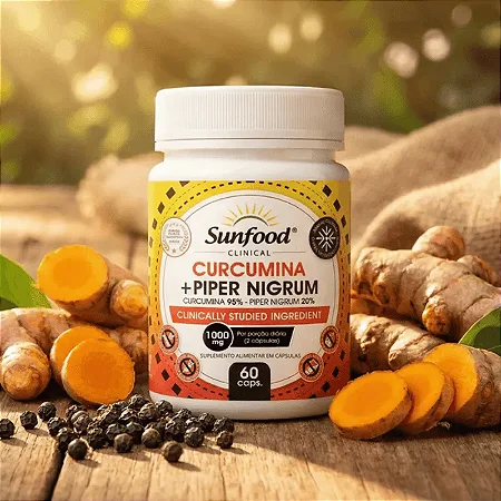 Cúrcuma + Pimenta Preta 60 Caps 520mg - Sunfood