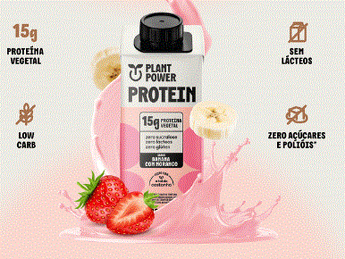 ALIMENTO ERVILHA PLANT POWER PROTEIN BANANA MORANGO 12X250ML
