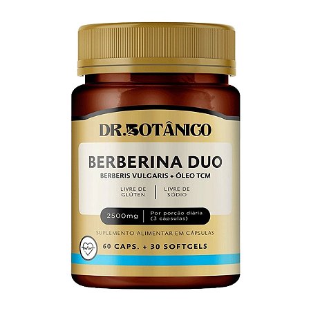 Berberina Duo com Óleo TCM 2500mg 60caps + 30 softgels - Dr. Botânico