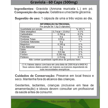 Graviola 60x500mg 4 Elementos