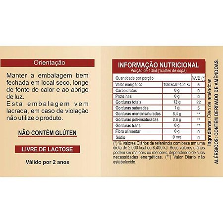 Óleo de Amêndoas 100ml Unilife