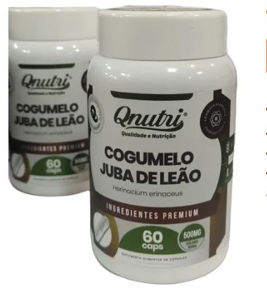 COGUMELO JUBA DE LEAO 60CAPS 500MG - QNUTRI
