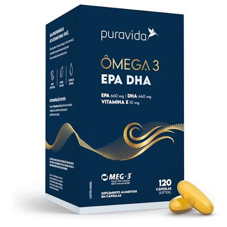 Ômega 3 EPA DHA 120 Cápsulas - Puravida
