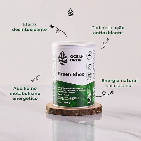 Green Shot Suco Verde em Pó Abacaxi 30 doses 180g - Ocean Drop