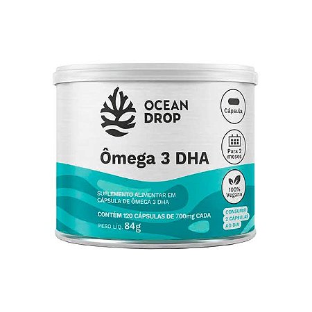 Ômega 3 DHA Vegetal 700mg 120 cápsulas - Ocean Drop