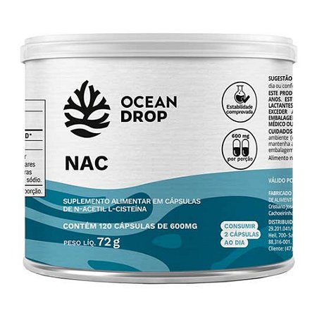 NAC N-Acetilcisteína 500mg 120 cápsulas - Ocean Drop