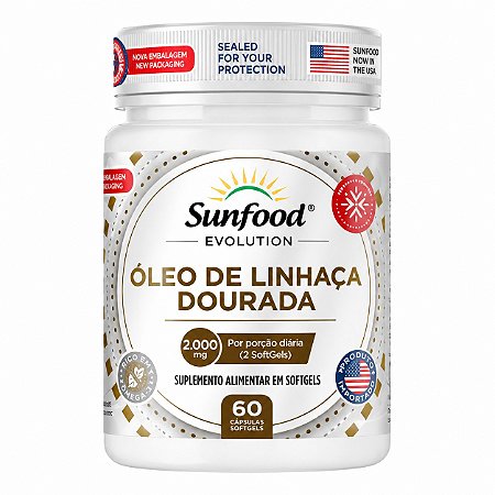 Óleo de Linhaça Dourada 2000mg 60 softgels - Sunfood Evolution