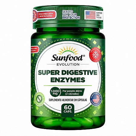 Super Digestive Enzymes 1000mg 60 cápsulas - Sunfood Evolution