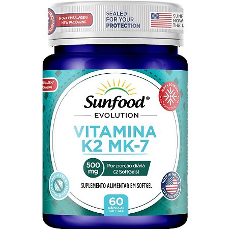 Vitamina K2 MK-7 500mg 60 softgels - Sunfood Evolution