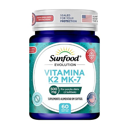 Vitamina K2 MK-7 500mg 60 softgels - Sunfood Evolution