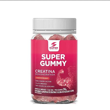Super Gummy Creatina Morango 60 Gomas 210g - Super Nutrition
