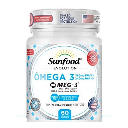 Ômega 3 EPA DHA 2000mg 60 softgels - Sunfood Evolution