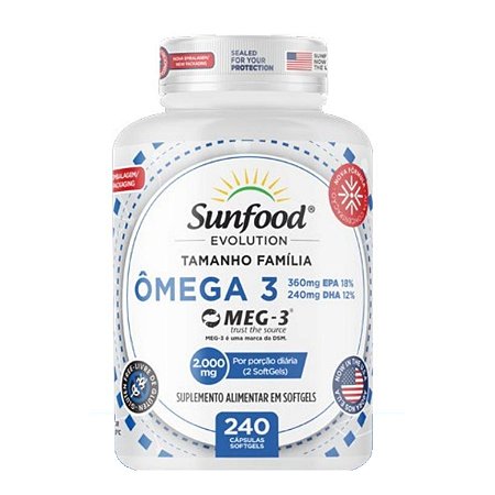 Ômega 3 EPA DHA 2000mg 240 softgels - Sunfood Evolution