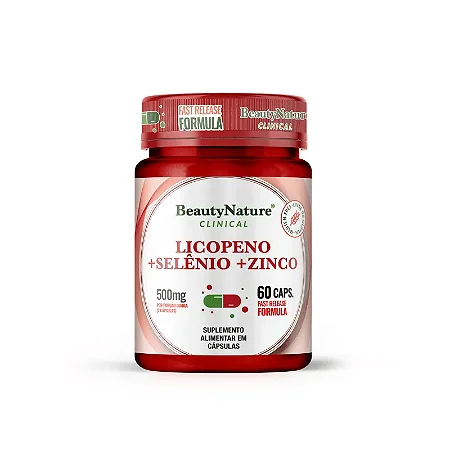 Licopeno de Tomate + Selênio e Zinco 500mg 60 cápsulas - Beauty Nature