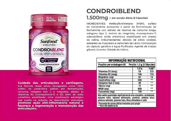 Condroiblend 1500mg 60 cápsulas - Sunfood Evolution