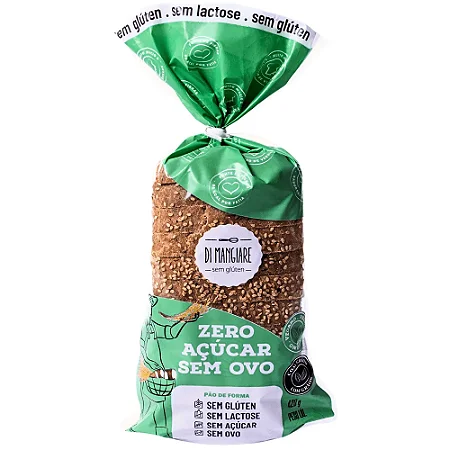Pão Zero Açúcar com Grãos sem Glúten e sem Lactose 420g - Di Mangiare