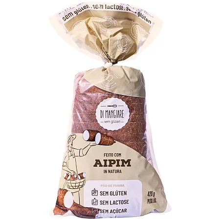 Pão de Aipim Zero Açúcar sem Glúten e sem Lactose 420g - Di Mangiare