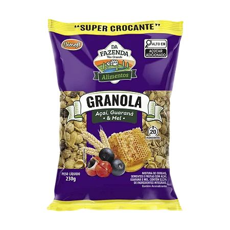 Granola Açaí, Guaraná e Mel 230g - Da Fazenda