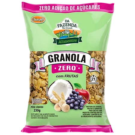 Granola Integral Zero com Frutas 230g - Da Fazenda