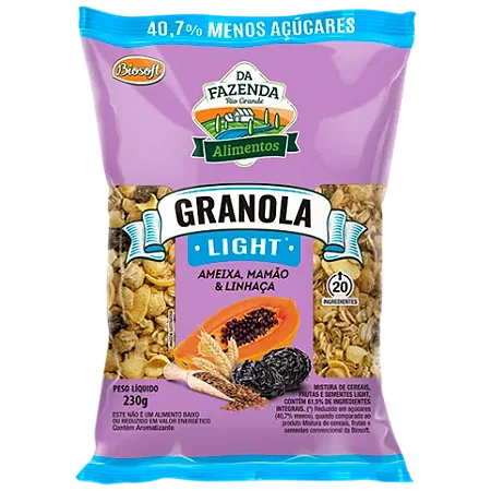 Granola Ameixa, Mamão e Linhaça 230g - Da Fazenda