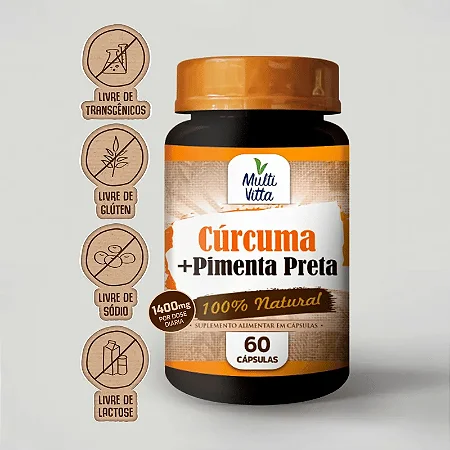 Cúrcuma com Pimenta Preta 1400mg 60 Cápsulas - Multivitta