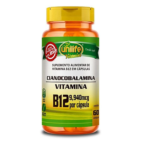 Vitamina B12 Cianocobalamina 450mg 60 cápsulas - Unilife
