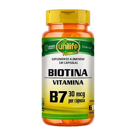 Vitamina B7 Biotina 30mcg 60 cápsulas - Unilife