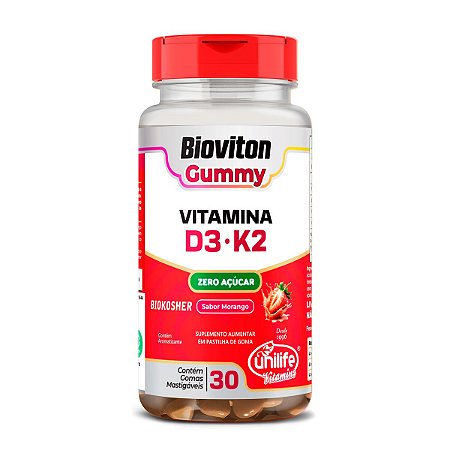 Bioviton Gummy Vitamina D3 + K2 Sabor Morango 30 gomas - Unilife