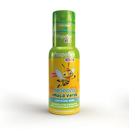 Propoflex Kids Spray Própolis Mel, Malva e Romã Sabor Maçã Verde 35ml - Apisvida