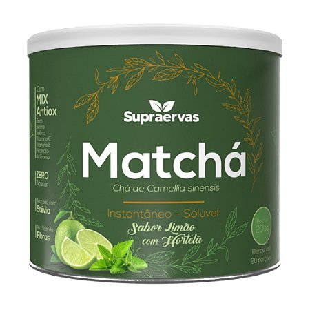 Matcha Sabor Limão com Hortelã 200g - Supraervas