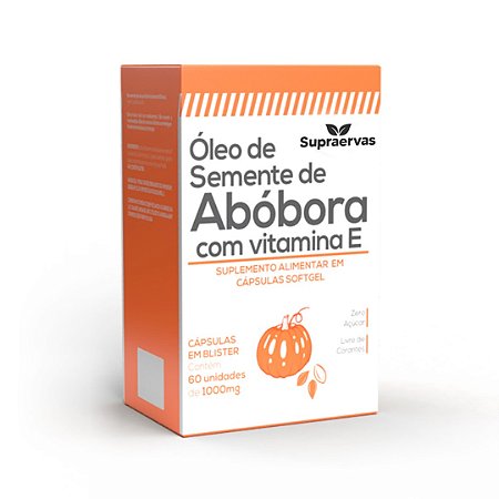 Óleo de Semente de Abóbora com Vitamina E 1000mg 60 cápsulas - Supraervas