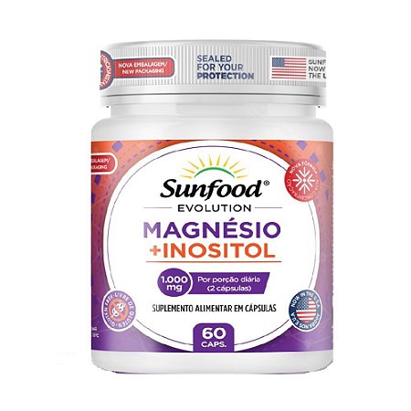 Magnésio + Inositol 1000mg 60 cápsulas - Sunfood Evolution