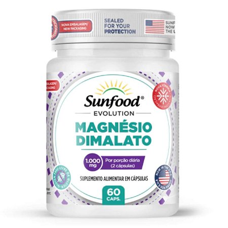 Magnésio Dimalato 1000mg 60 cápsulas - Sunfood Evolution