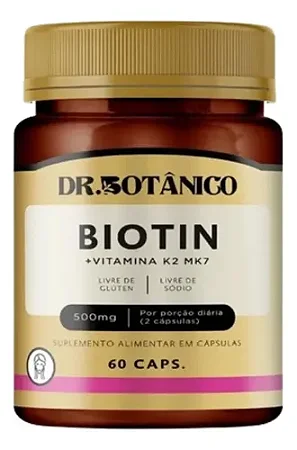 Biotina + Vitamina K2 MK-7 500mg 60 cápsulas - Dr. Botânico