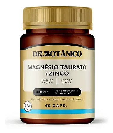 Magnésio Taurato + Zinco 800mg 60 cápsulas - Dr. Botânico