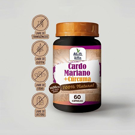 Cardo Mariano + Cúrcuma 1400mg 60 cápsulas - Multivitta