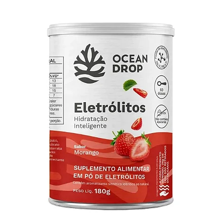 Eletrólitos em Pó Morango 60 doses 180g - Ocean Drop