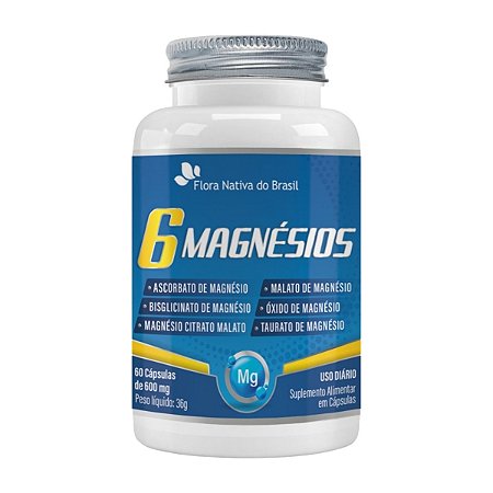 6 Magnésios 600mg 60 cápsulas - Flora Nativa