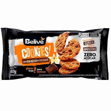 Cookies Avelã com Chocolate Zero Açúcar 67g - Belive