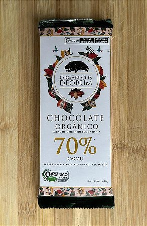 Barra de Chocolate 70% Cacau Orgânico 80g - Deorum