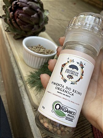 Pimenta-do-Reino Branca em Grãos Orgânica com Moedor 50g - Deorum