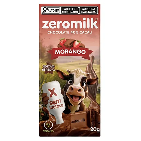 Chocolate 40% Sabor Morango 20g - Zeromilk