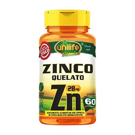 Zinco Quelato 500mg 60 cápsulas - Unilife